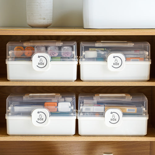 1pc of a Versatile Storage Box, a Portable Organizer with a Handle, a Waterproof Plastic Container Suitable for Medications, Office Supplies, And Cosmetics, Featuring a Large Capacity And Multiple Layers for Durable Organization