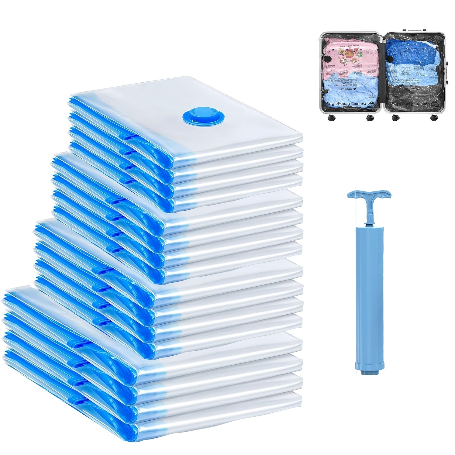 Bags for Vacuum Sealing Clothes for Travel, Compression Bags for Saving Space for Garments, Pillows, Comforters, And Blankets, Includes a Sealer for Clothing Storage And a Hand Pump