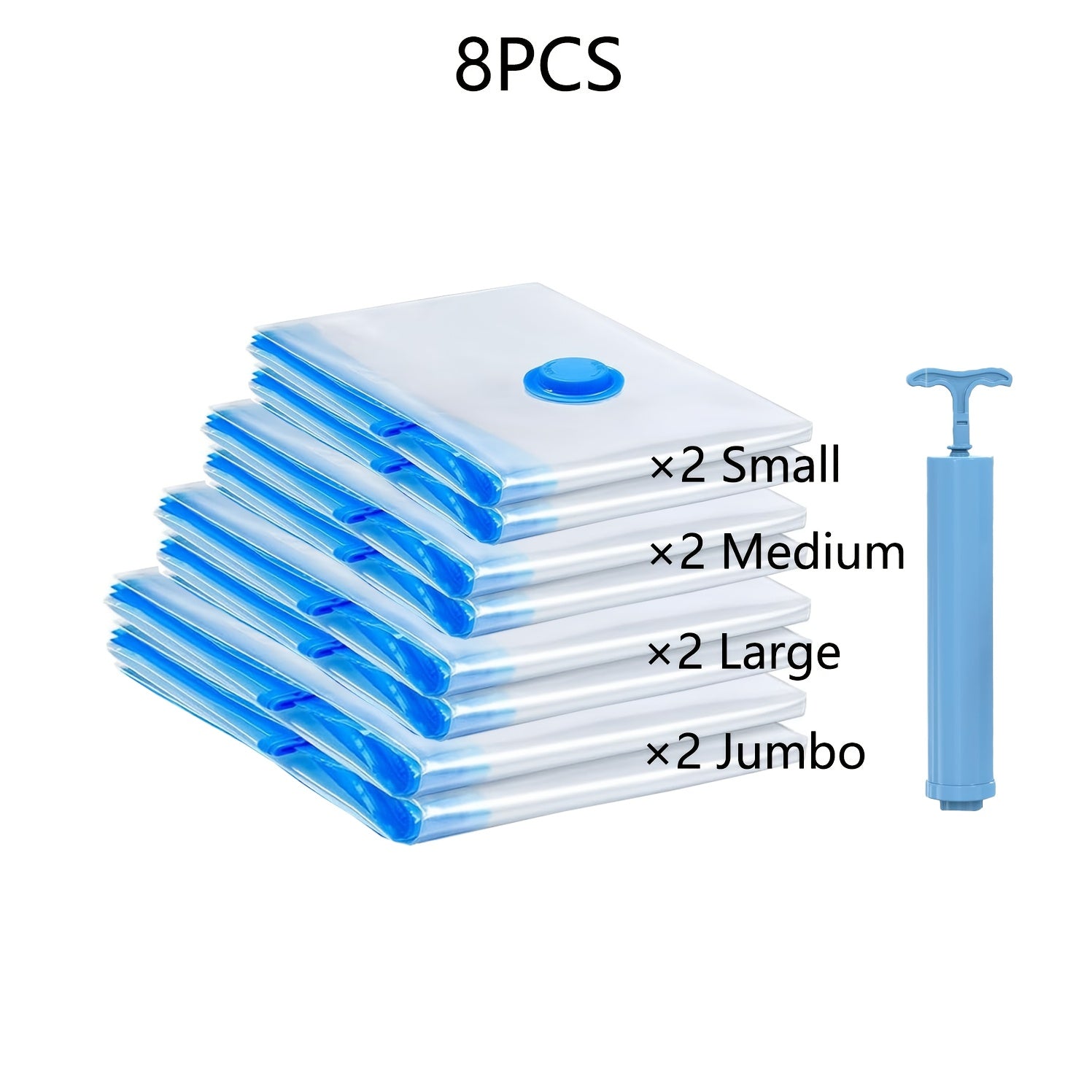 Bags for Vacuum Sealing Clothes for Travel, Compression Bags for Saving Space for Garments, Pillows, Comforters, And Blankets, Includes a Sealer for Clothing Storage And a Hand Pump