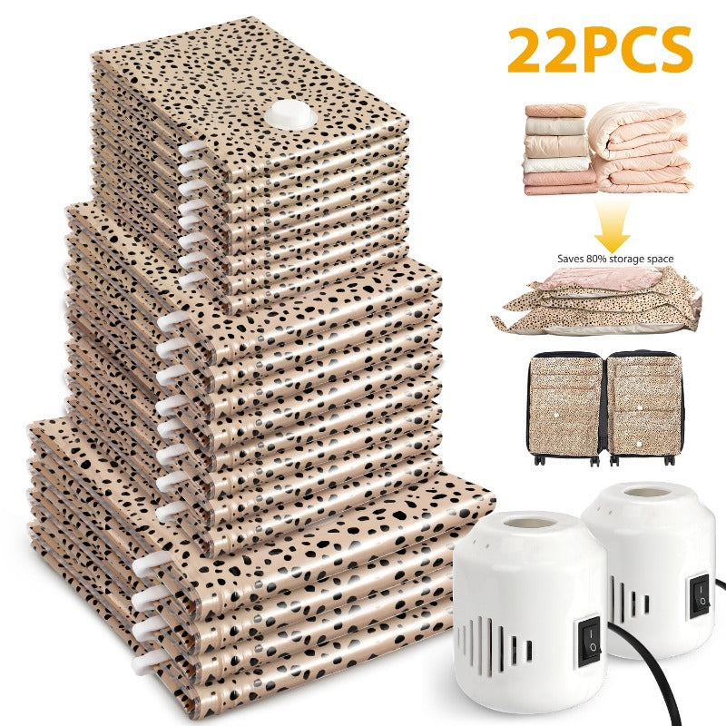 22pcs Vacuum Storage Bags with Electric Pump | Large Jumbo Vacuum Compression Storage Bags, Heavy-Duty, Multipurpose Use, Plastic Material, Space Saver for Luggage and Clothes