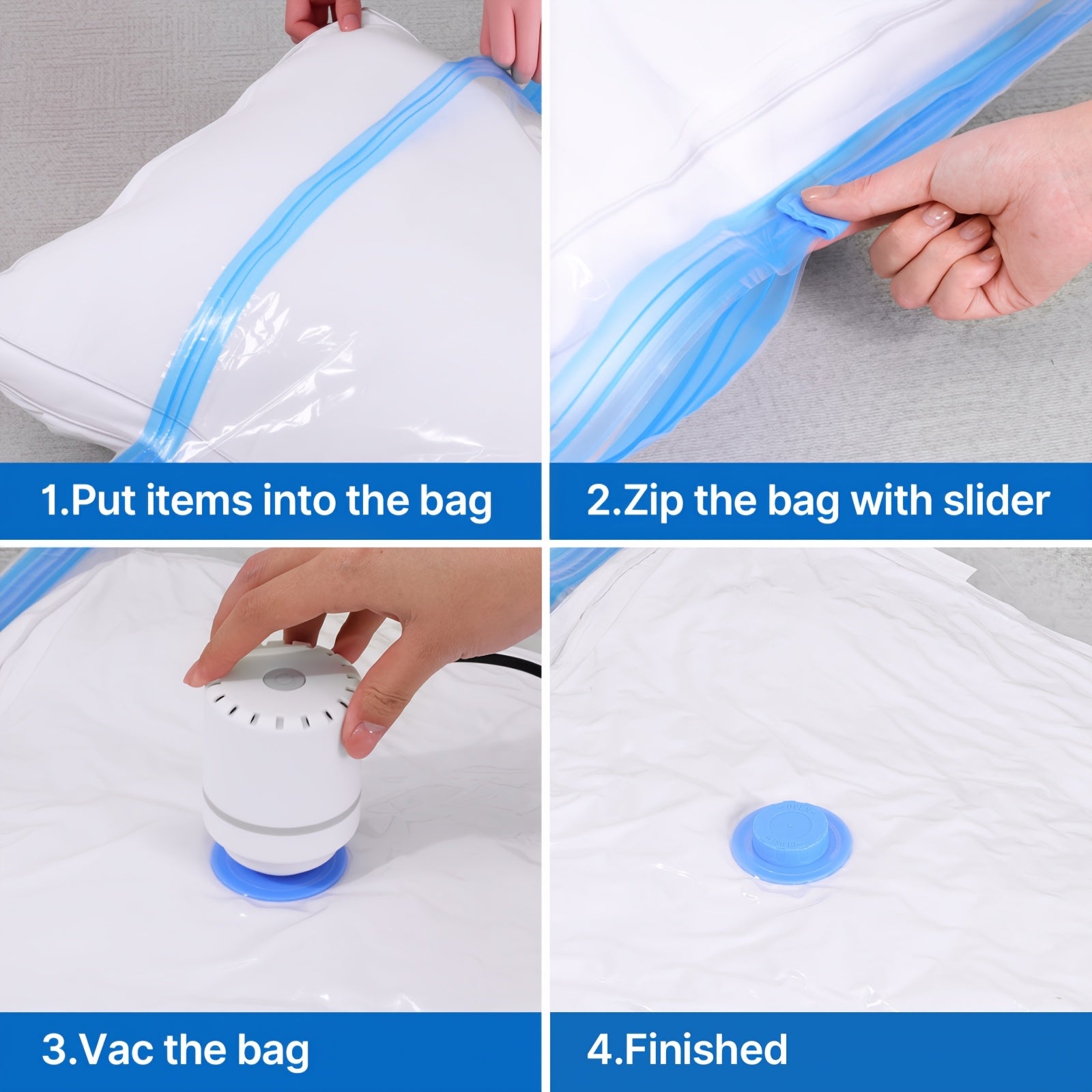 Vacuum Storage Bags, Thickened Reusable Space Saver Bags, 6-Pack with Electric Air Pump, for Clothes Bedding Mattresses, 31.5x23.6in, 110V US Plug & Zipper Closure, Multi-Purpose Home & Travel Organizer