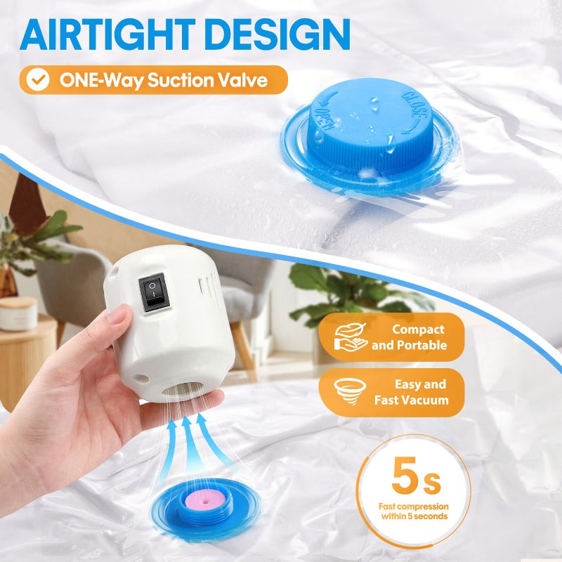 22pcs Vacuum Storage Bags with Electric Pump | Large Jumbo Vacuum Compression Storage Bags, Heavy-Duty, Multipurpose Use, Plastic Material, Space Saver for Luggage and Clothes