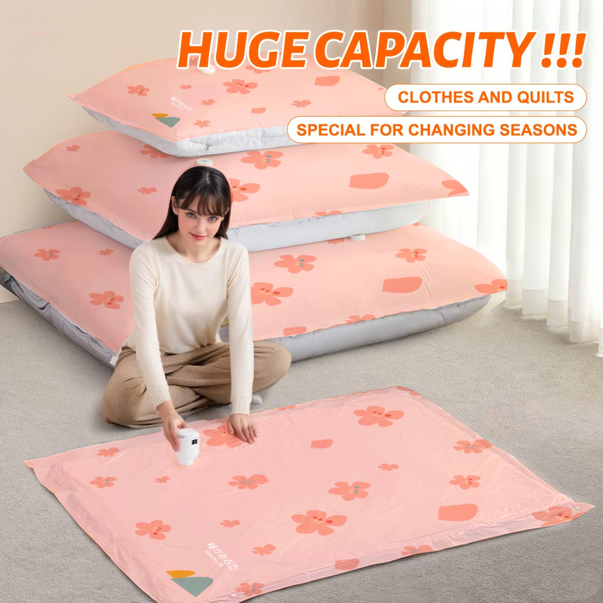 10\u002F12 Pack Vacuum Storage Bags, Space Saving Storage Bags (Extra Large\u002FLarge\u002FMedium\u002FSmall), Suitable for Quilt And Blanket Compression, Airtight Clothing Storage, with Hand Pump