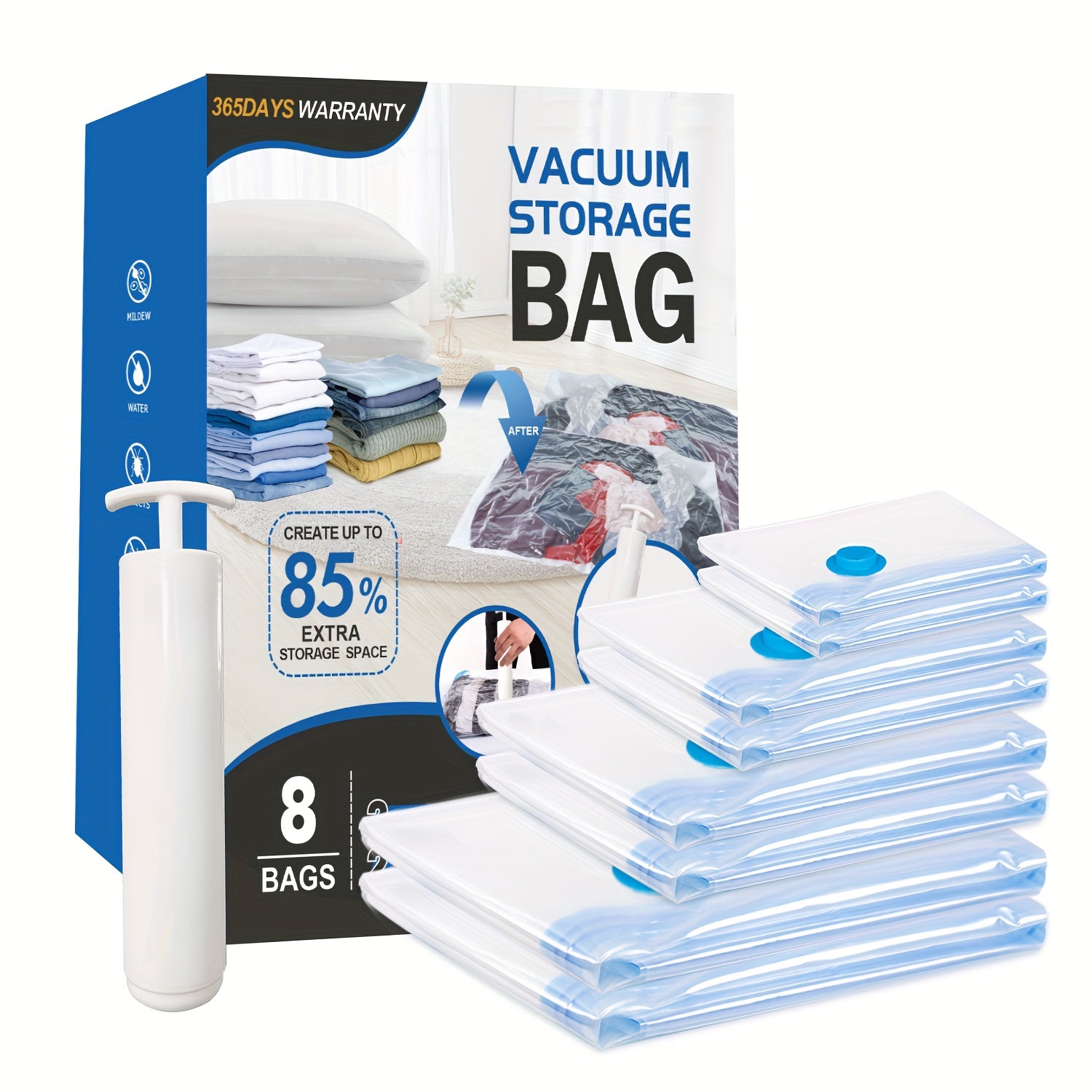 Vacuum Storage Bags Jumbo Vacuum Storage Bags, Vacuum Seal Bags for Clothing, Travel Space Saver Bags for Luggage Clothes Pillows Comforters Blankets Bedding 8pcs 10pcs 12pcs 20pcs 30pcs