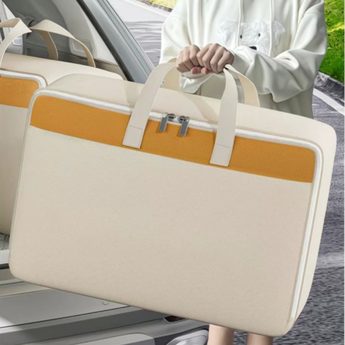 7pcs Moving Storage Kit: Includes 1 Oxford Fabric Bag, 5 Vacuum Compression Bags, And 1 Vacuum Pump, Ideal for Organizing Large Items Like Blankets And Comforters, with Sturdy Handles