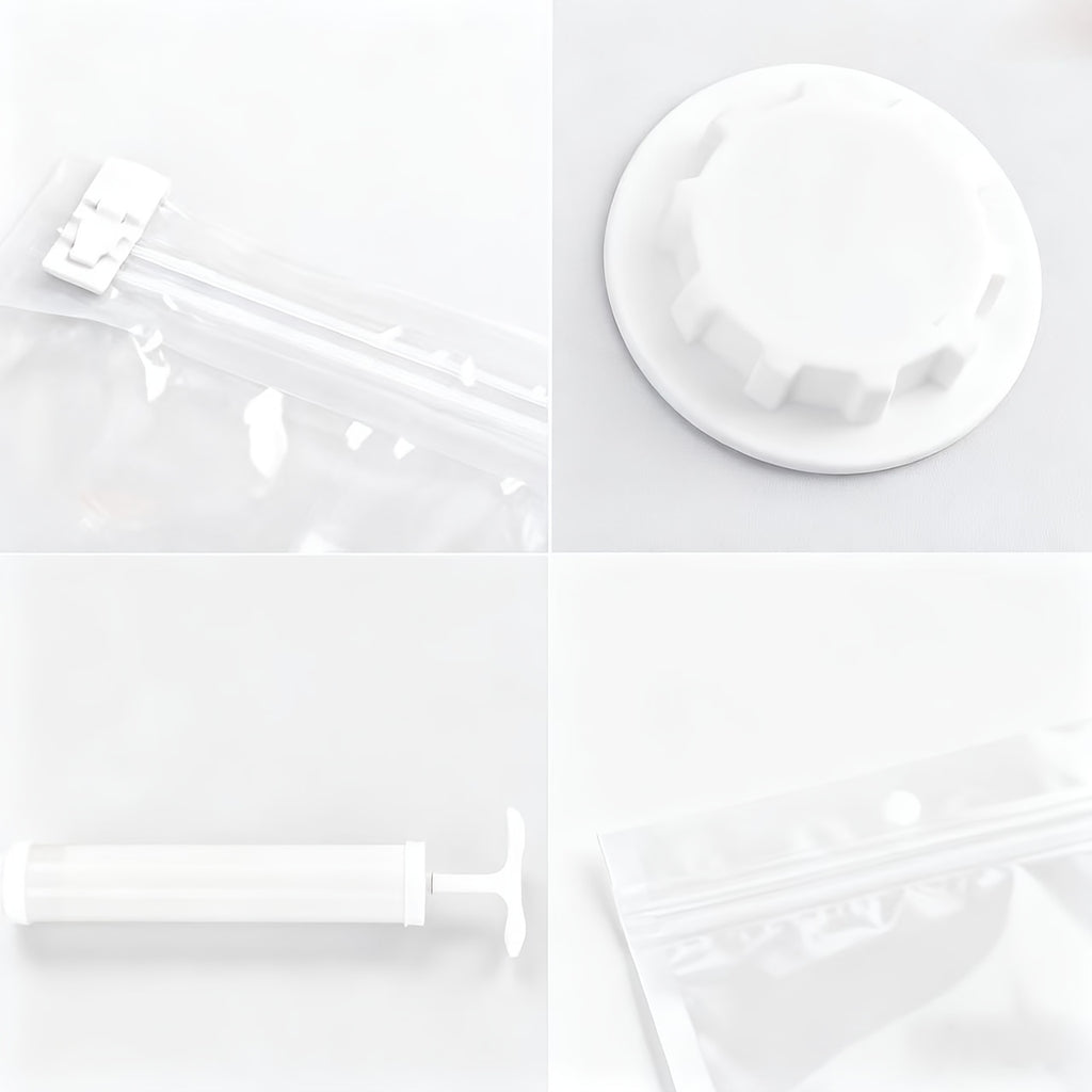 Set of 5 Large Vacuum Storage Bags with a Manual Pump - Protects Against Dust And Moisture, Features a Zipper Closure - Ideal for Clothing, Bedding, Dorm Rooms, And Moving, a Must-Have for Relocation. Zippered Storage Bag. Secure Closure