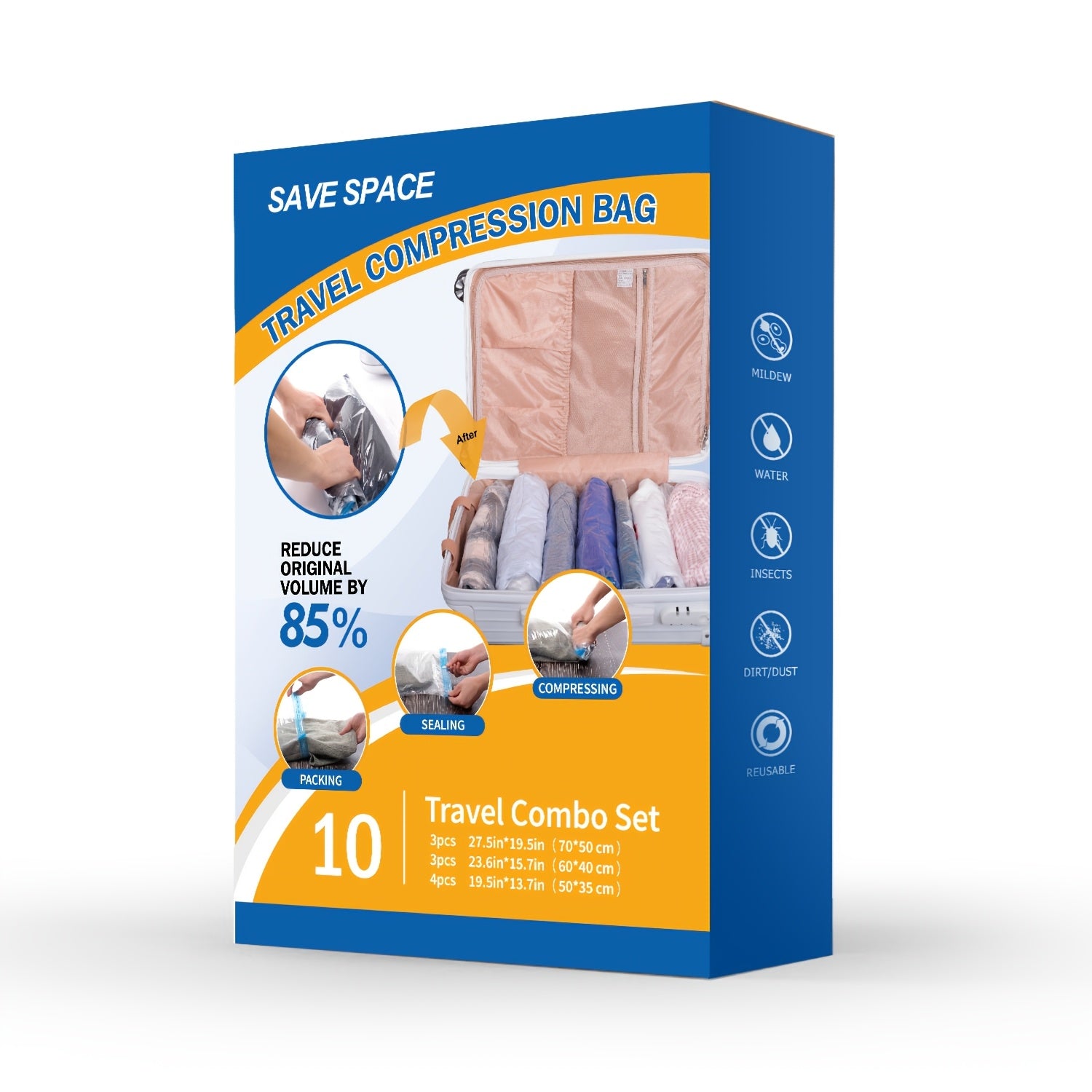 Vacuum Storage Bags Jumbo Vacuum Storage Bags, Vacuum Seal Bags for Clothing, Travel Space Saver Bags for Luggage Clothes Pillows Comforters Blankets Bedding 8pcs 10pcs 12pcs 20pcs 30pcs