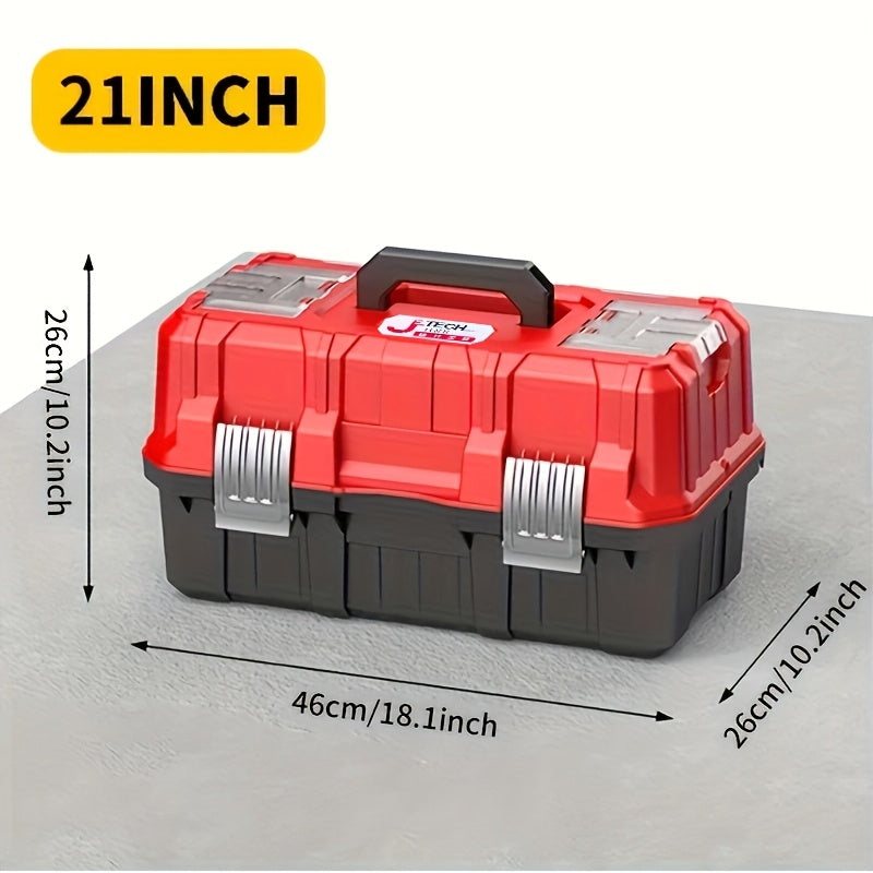 1pc 17-inch\u002F21-inch Three-layer Folding Toolbox, Large-space Tool Storage Box, Multifunctional Storage Box with Tray And Partition, Suitable for Tool Storage.