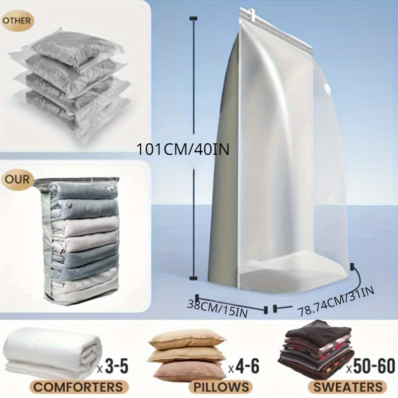 Set of 4 Oversized Vacuum Storage Bags, Measuring 31X40X15 Inches, That Can Help You Save Up to 80% of Closet Space, Perfect for Storing Comforters, Blankets, Clothing, Quilts, And Duvets.