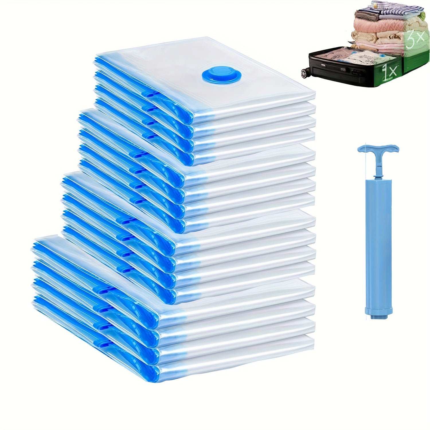 Bags for Vacuum Sealing Clothes for Travel, Compression Bags for Saving Space for Garments, Pillows, Comforters, And Blankets, Includes a Sealer for Clothing Storage And a Hand Pump