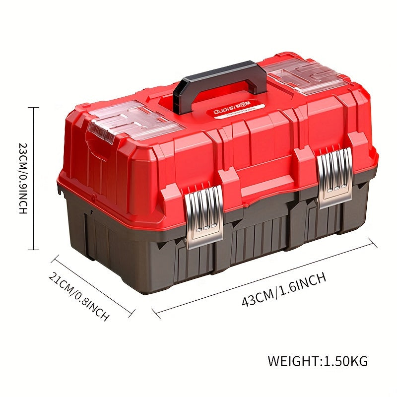1pc 17-inch\u002F21-inch Three-layer Folding Toolbox, Large-space Tool Storage Box, Multifunctional Storage Box with Tray And Partition, Suitable for Tool Storage.